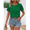 imageSweatyRocks Womens Short Sleeve Cropped Blouse Crew Neck Hollow Out Eyelet TopsGreen