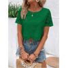 imageSweatyRocks Womens Short Sleeve Cropped Blouse Crew Neck Hollow Out Eyelet TopsGreen