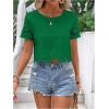 imageSweatyRocks Womens Short Sleeve Cropped Blouse Crew Neck Hollow Out Eyelet TopsGreen