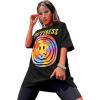 imageSweatyRocks Womens Short Sleeve Print See Through Sheer Mesh Crop Top T Shirt5 Dark Black