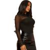 imageSweatyRocks Womens Short Sleeve Print See Through Sheer Mesh Crop Top T ShirtBlack