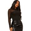 imageSweatyRocks Womens Short Sleeve Print See Through Sheer Mesh Crop Top T ShirtBlack