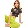 imageSweatyRocks Womens Short Sleeve Print See Through Sheer Mesh Crop Top T ShirtBlack Star
