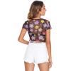 imageSweatyRocks Womens Short Sleeve Print See Through Sheer Mesh Crop Top T ShirtBlack3