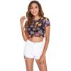 imageSweatyRocks Womens Short Sleeve Print See Through Sheer Mesh Crop Top T ShirtBlack3