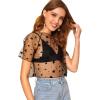imageSweatyRocks Womens Short Sleeve Print See Through Sheer Mesh Crop Top T ShirtBlackstar