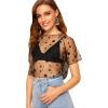 imageSweatyRocks Womens Short Sleeve Print See Through Sheer Mesh Crop Top T ShirtBlackstar