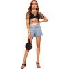 imageSweatyRocks Womens Short Sleeve Print See Through Sheer Mesh Crop Top T ShirtBlackstar