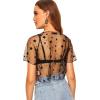 imageSweatyRocks Womens Short Sleeve Print See Through Sheer Mesh Crop Top T ShirtBlackstar