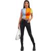 imageSweatyRocks Womens Short Sleeve Print See Through Sheer Mesh Crop Top T ShirtBlue Orange