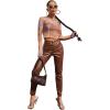imageSweatyRocks Womens Short Sleeve Print See Through Sheer Mesh Crop Top T ShirtBrown