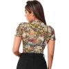 imageSweatyRocks Womens Short Sleeve Print See Through Sheer Mesh Crop Top T ShirtFloral Print