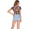 imageSweatyRocks Womens Short Sleeve Print See Through Sheer Mesh Crop Top T ShirtFlowers Black