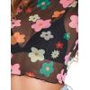 imageSweatyRocks Womens Short Sleeve Print See Through Sheer Mesh Crop Top T ShirtFlowers Black