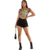 imageSweatyRocks Womens Short Sleeve Print See Through Sheer Mesh Crop Top T ShirtMarble
