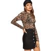 imageSweatyRocks Womens Short Sleeve Print See Through Sheer Mesh Crop Top T ShirtMulticolor