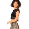 imageSweatyRocks Womens Short Sleeve Print See Through Sheer Mesh Crop Top T ShirtPure Black