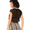 imageSweatyRocks Womens Short Sleeve Print See Through Sheer Mesh Crop Top T ShirtPure Black