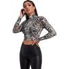 imageSweatyRocks Womens Short Sleeve Print See Through Sheer Mesh Crop Top T ShirtSnakeskin Black