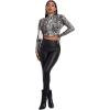imageSweatyRocks Womens Short Sleeve Print See Through Sheer Mesh Crop Top T ShirtSnakeskin Black