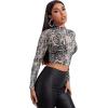 imageSweatyRocks Womens Short Sleeve Print See Through Sheer Mesh Crop Top T ShirtSnakeskin Black