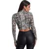 imageSweatyRocks Womens Short Sleeve Print See Through Sheer Mesh Crop Top T ShirtSnakeskin Black