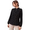 imageSweatyRocks Womens Dressy Bow Tie Neck Allover Print Shirt Frill Long Sleeve Top Casual Chiffon BlousesBlack