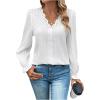 imageSweatyRocks Womens Long Sleeve Lace Blouses Casual V Neck Work Shirts TopsWhite
