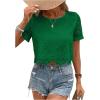 imageSweatyRocks Womens Short Sleeve Cropped Blouse Crew Neck Hollow Out Eyelet TopsGreen