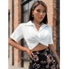 imageSweatyRocks Womens Casual Short Sleeve Collar Twist Front Button Down Blouse Crop TopWhite