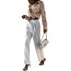 imageSweatyRocks Womens Chiffon Sexy Leopard V Neck Long Sleeve Blouse Shirt TopsBeige Paisley