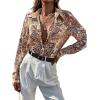 imageSweatyRocks Womens Chiffon Sexy Leopard V Neck Long Sleeve Blouse Shirt TopsBeige Paisley