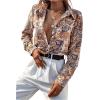 imageSweatyRocks Womens Chiffon Sexy Leopard V Neck Long Sleeve Blouse Shirt TopsBeige Paisley