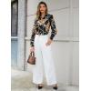 imageSweatyRocks Womens Chiffon Sexy Leopard V Neck Long Sleeve Blouse Shirt TopsBlack