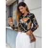 imageSweatyRocks Womens Chiffon Sexy Leopard V Neck Long Sleeve Blouse Shirt TopsBlack