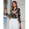 imageSweatyRocks Womens Chiffon Sexy Leopard V Neck Long Sleeve Blouse Shirt TopsBlack