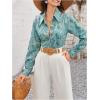 imageSweatyRocks Womens Chiffon Sexy Leopard V Neck Long Sleeve Blouse Shirt TopsBlue