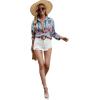 imageSweatyRocks Womens Chiffon Sexy Leopard V Neck Long Sleeve Blouse Shirt TopsBlue Pink