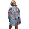 imageSweatyRocks Womens Chiffon Sexy Leopard V Neck Long Sleeve Blouse Shirt TopsBlue Pink
