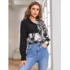 imageSweatyRocks Womens Chiffon Sexy Leopard V Neck Long Sleeve Blouse Shirt TopsChain Black