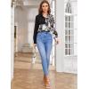 imageSweatyRocks Womens Chiffon Sexy Leopard V Neck Long Sleeve Blouse Shirt TopsChain Black