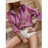imageSweatyRocks Womens Chiffon Sexy Leopard V Neck Long Sleeve Blouse Shirt TopsDeep Pink