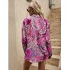 imageSweatyRocks Womens Chiffon Sexy Leopard V Neck Long Sleeve Blouse Shirt TopsDeep Pink