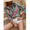 imageSweatyRocks Womens Chiffon Sexy Leopard V Neck Long Sleeve Blouse Shirt TopsGreen Pink