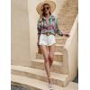 imageSweatyRocks Womens Chiffon Sexy Leopard V Neck Long Sleeve Blouse Shirt TopsGreen Pink