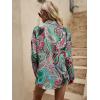 imageSweatyRocks Womens Chiffon Sexy Leopard V Neck Long Sleeve Blouse Shirt TopsGreen Pink