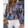 imageSweatyRocks Womens Chiffon Sexy Leopard V Neck Long Sleeve Blouse Shirt TopsNavy Blue Pink