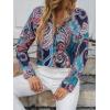 imageSweatyRocks Womens Chiffon Sexy Leopard V Neck Long Sleeve Blouse Shirt TopsNavy Blue Pink
