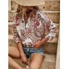 imageSweatyRocks Womens Chiffon Sexy Leopard V Neck Long Sleeve Blouse Shirt TopsPaisley White Red