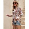 imageSweatyRocks Womens Chiffon Sexy Leopard V Neck Long Sleeve Blouse Shirt TopsPaisley White Red